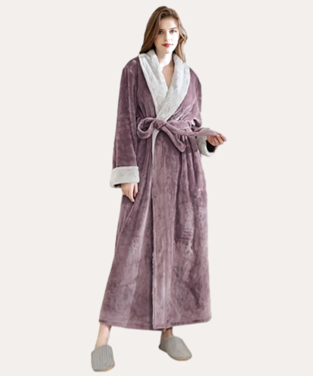 Classic Fluffy Dressing Gown Unisex Winter Bathrobe