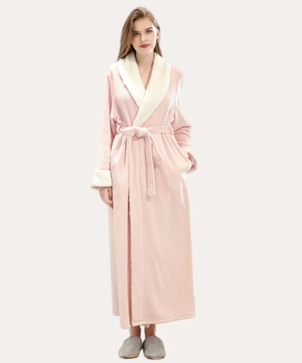 Classic Fluffy Dressing Gown Unisex Winter Bathrobe