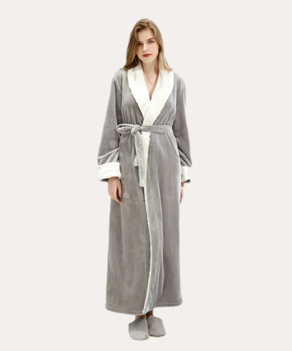 Classic Fluffy Dressing Gown Unisex Winter Bathrobe