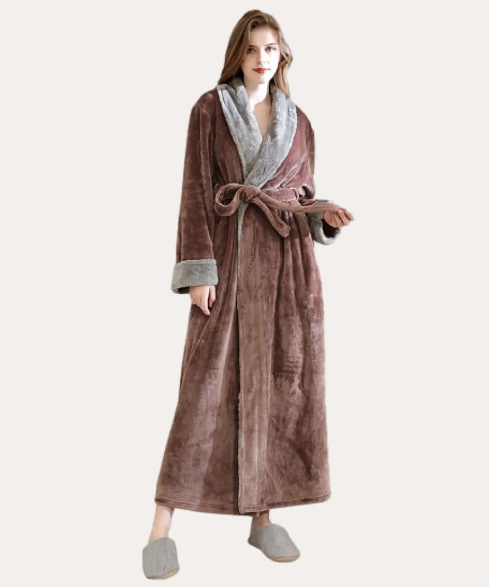 Classic Fluffy Dressing Gown Unisex Winter Bathrobe