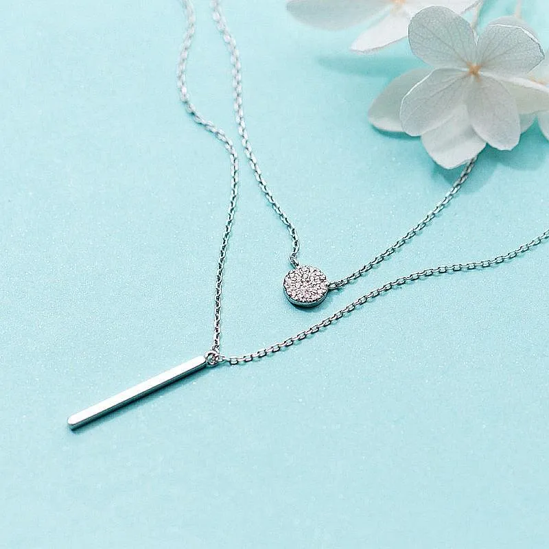 Classy Disc & Bar Layered Necklace