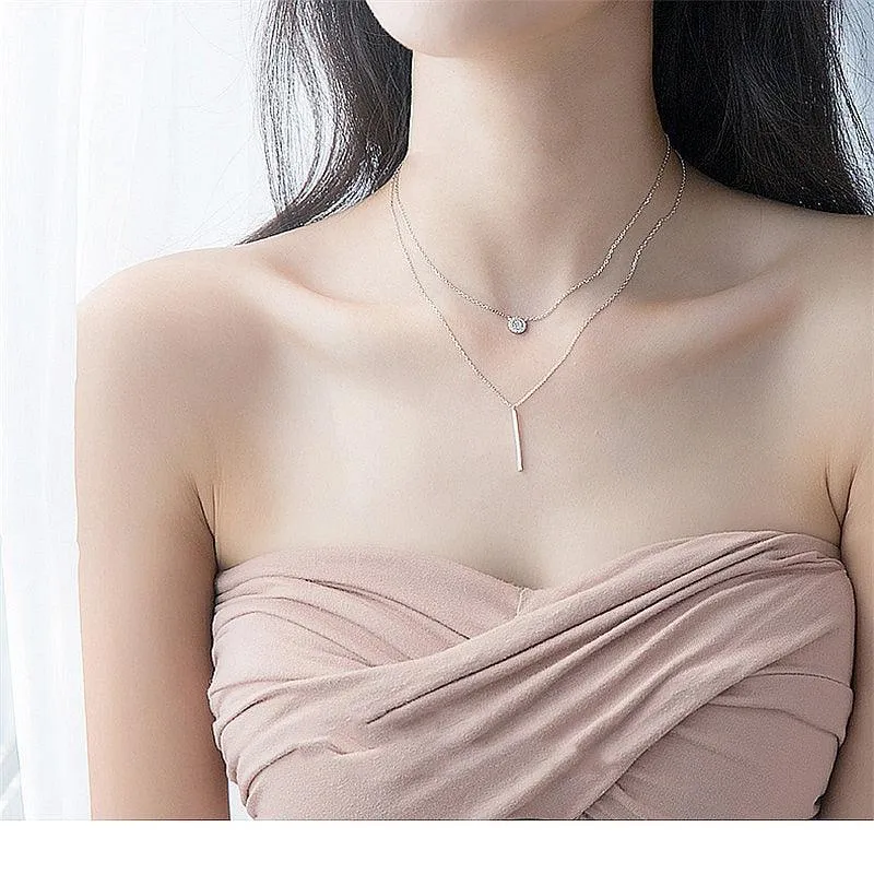 Classy Disc & Bar Layered Necklace
