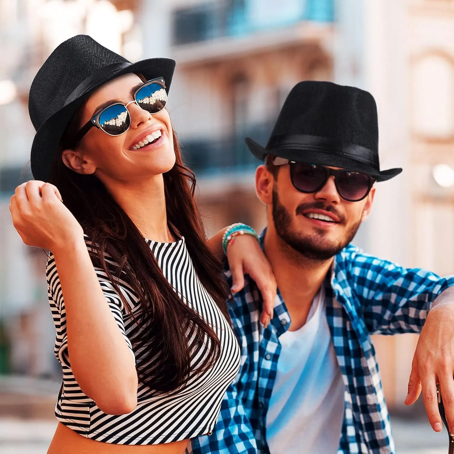 Coume 16 Pack 1920s Short Brim Hat for Men Straw Hats Women Summer Straw Panama