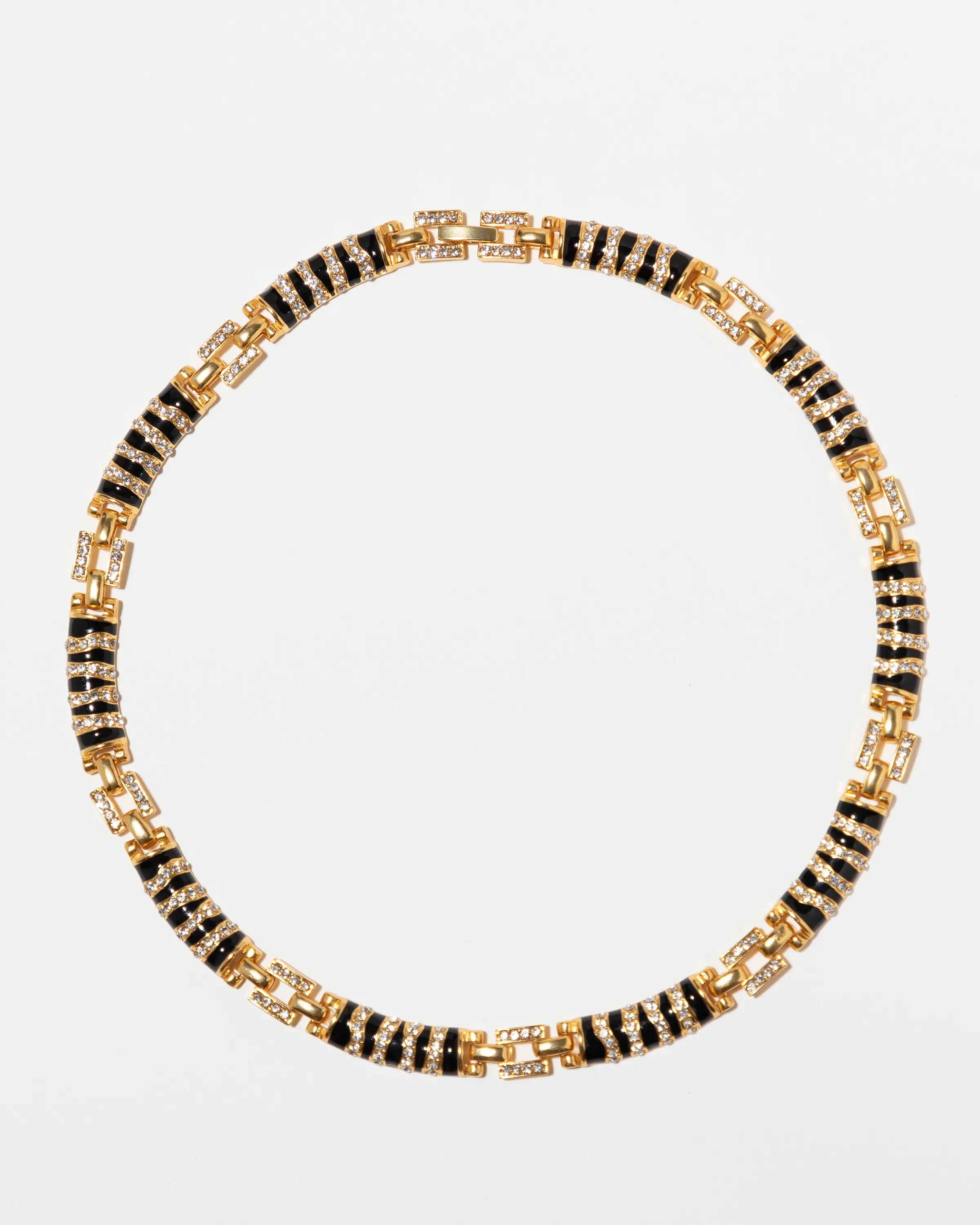 Crystal Enamel Zebra Necklace