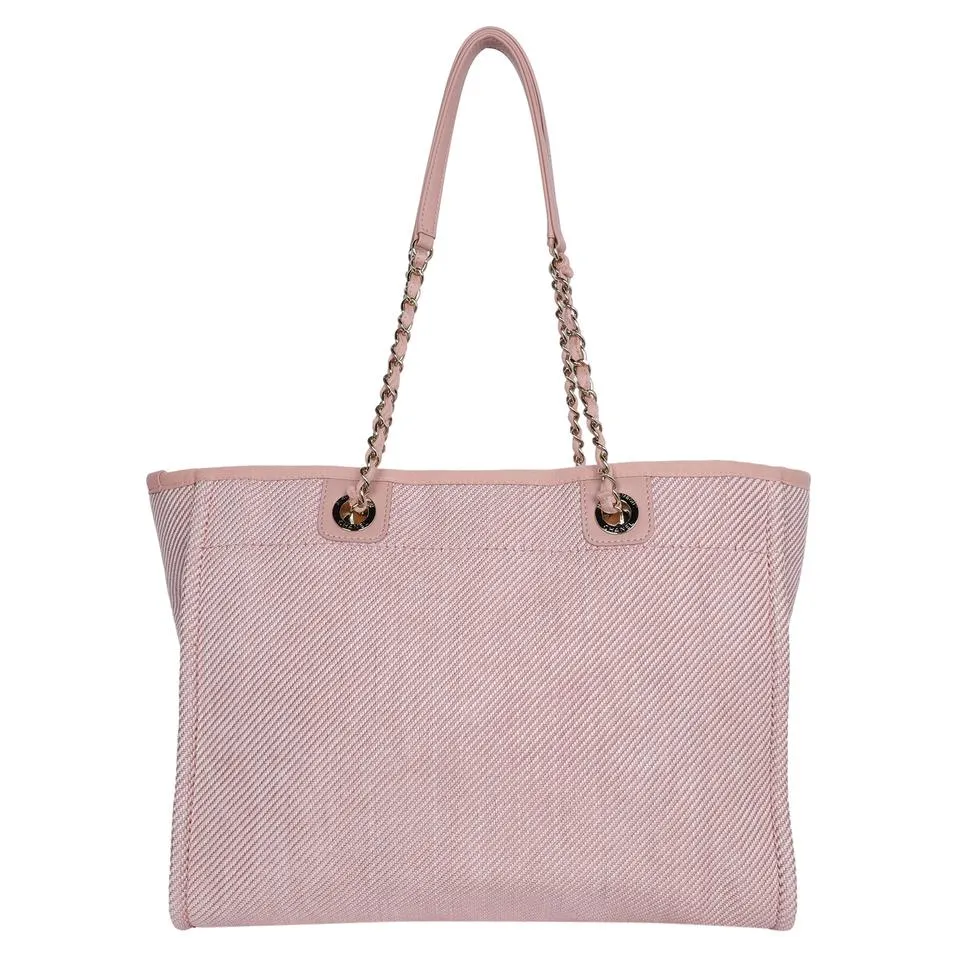 Deauville pink canvas large shopping tote (Authentic NEW)