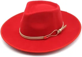 DHAEY British Style Jazz Top Hat, Bound Wool Top Hat, Large Brim Top Hat, Flat Brim Felt Hat, Straight Brim Lovers Hat Luopan Caps & Hats (Color : Pink Red, Size : 56-58cm)