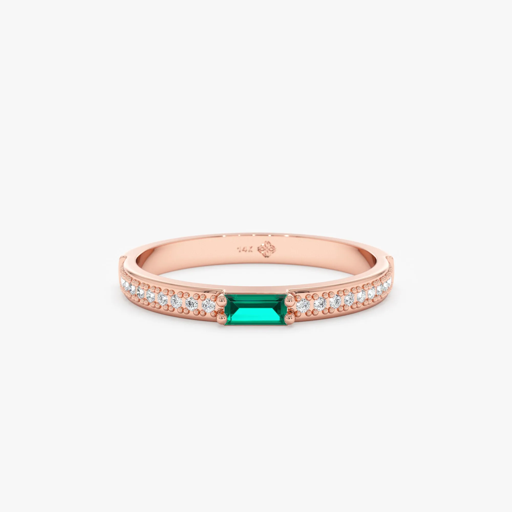 Diamond and Baguette Emerald Ring, Madilyn