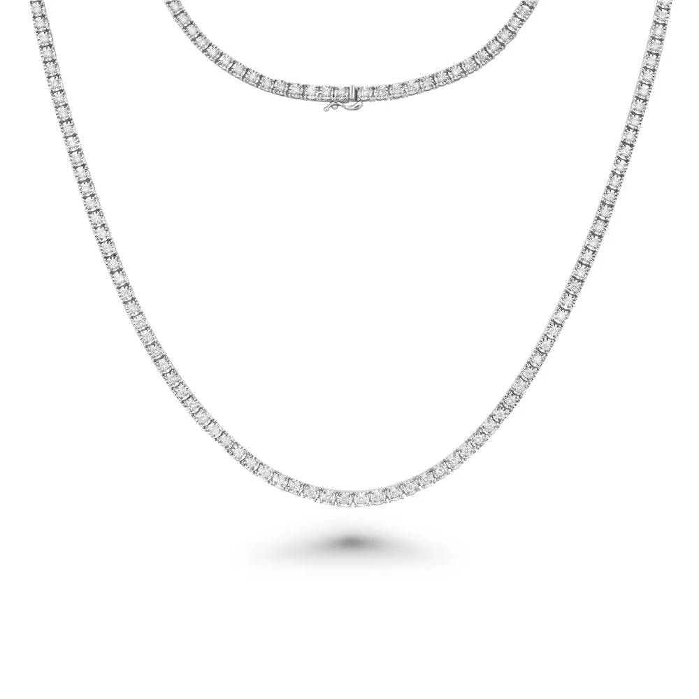 Diamond Tennis Necklace (4.00 ct.) 2 mm Illusion Setting in 14K Gold