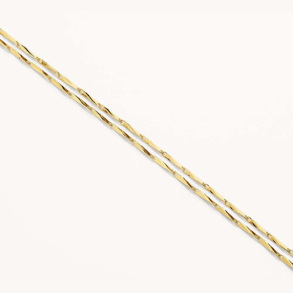 Double Twist Bar Link Chain Necklace in Gold