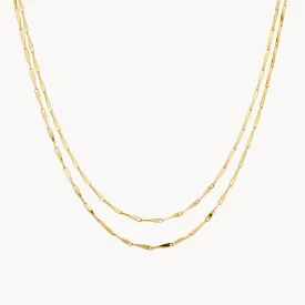 Double Twist Bar Link Chain Necklace in Gold
