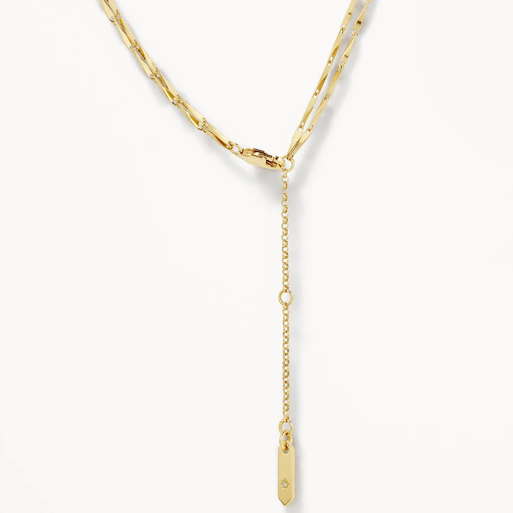 Double Twist Bar Link Chain Necklace in Gold