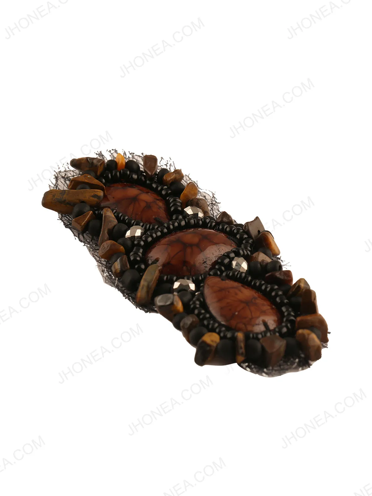Earthy Brown with Black Beaded Patch
