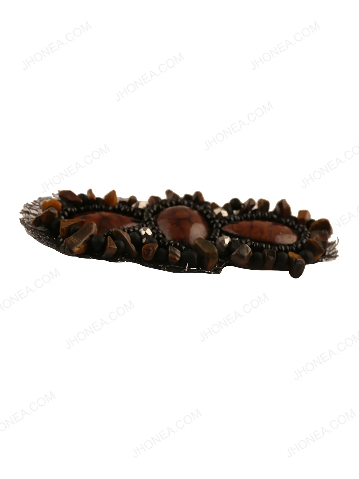 Earthy Brown with Black Beaded Patch