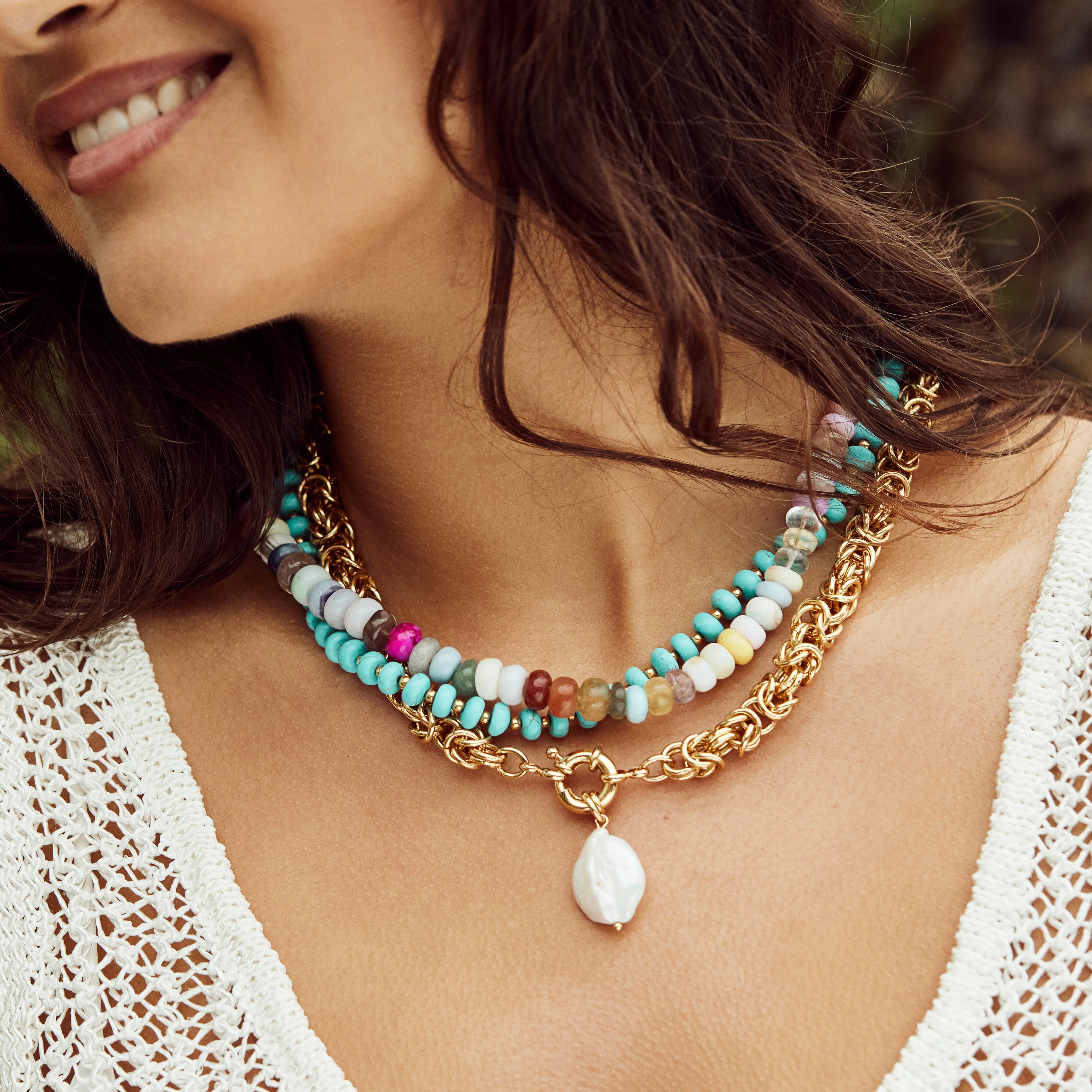 Firoza Jade Beaded Necklace