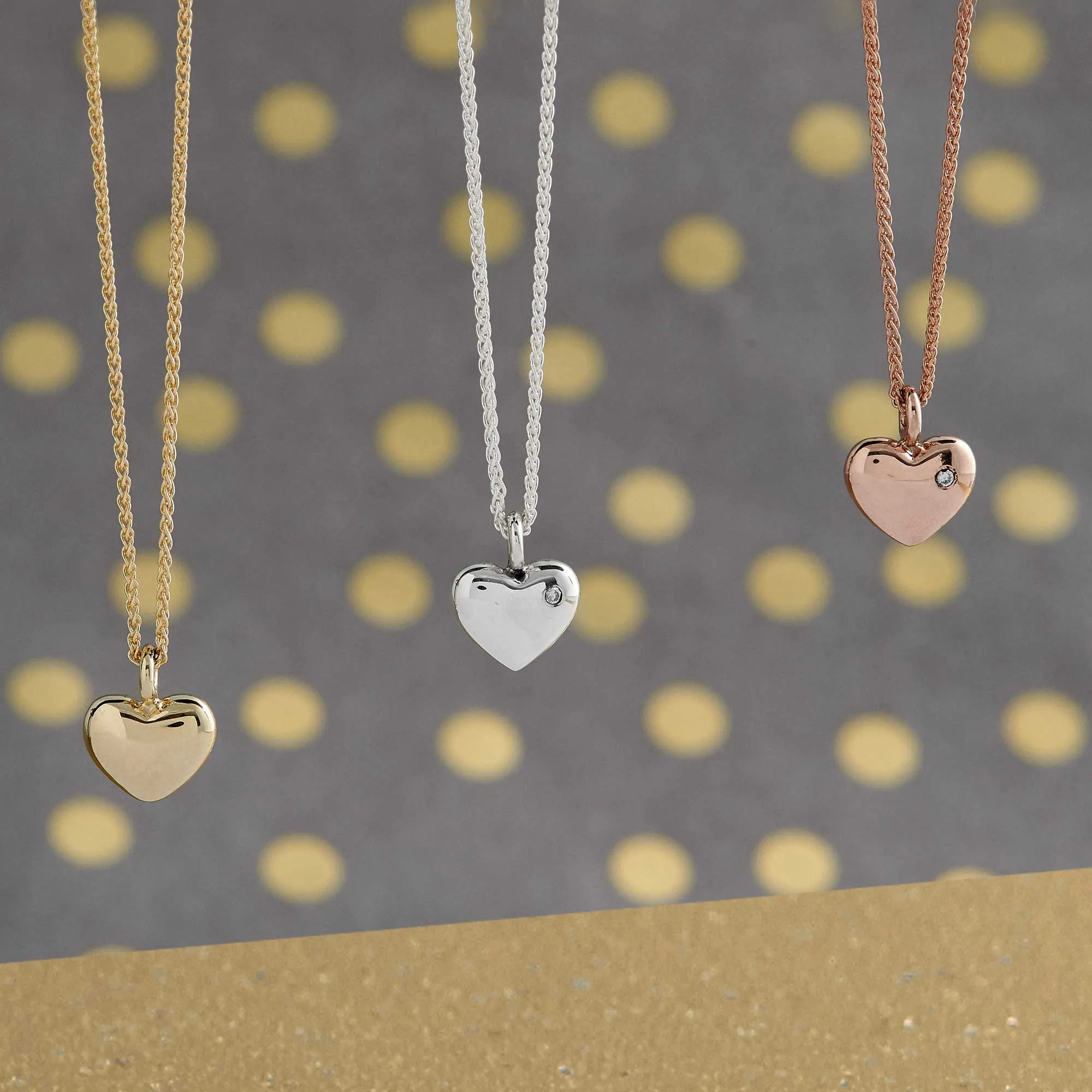 Forever Heart Diamond Set Solid Gold Necklace
