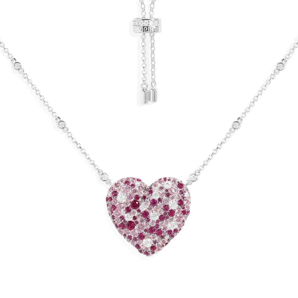 Fuchsia Heart Adjustable Necklace
