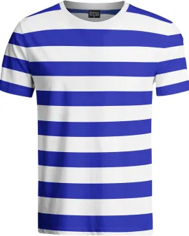 Funny World Men's Cotton Striped T-Shirt Crew Neck Short Sleeves Basic Casual Top