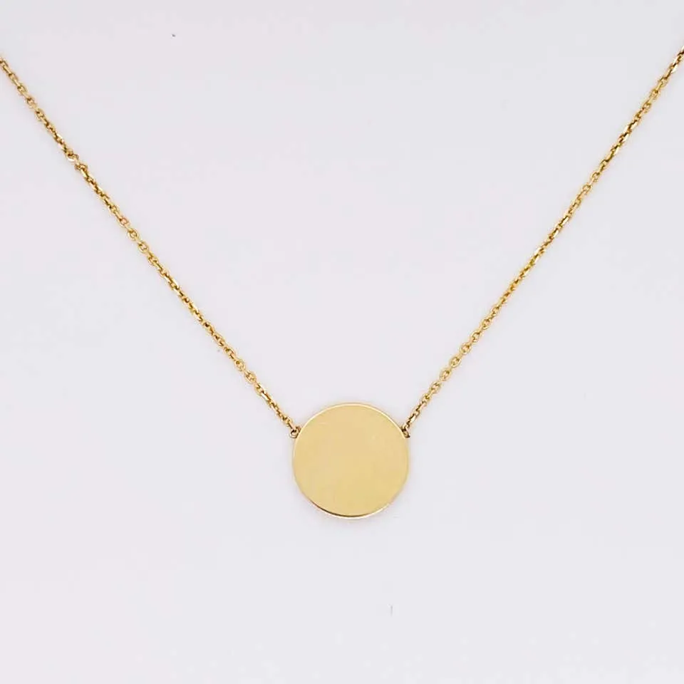 Gold Diamond Disk Necklace