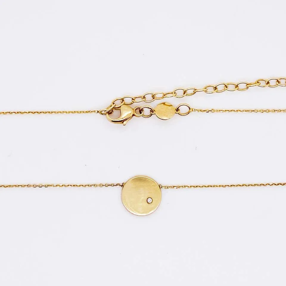 Gold Diamond Disk Necklace