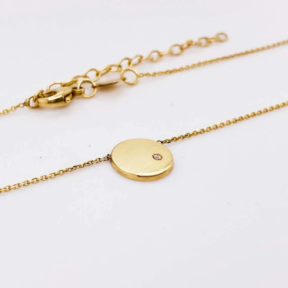 Gold Diamond Disk Necklace