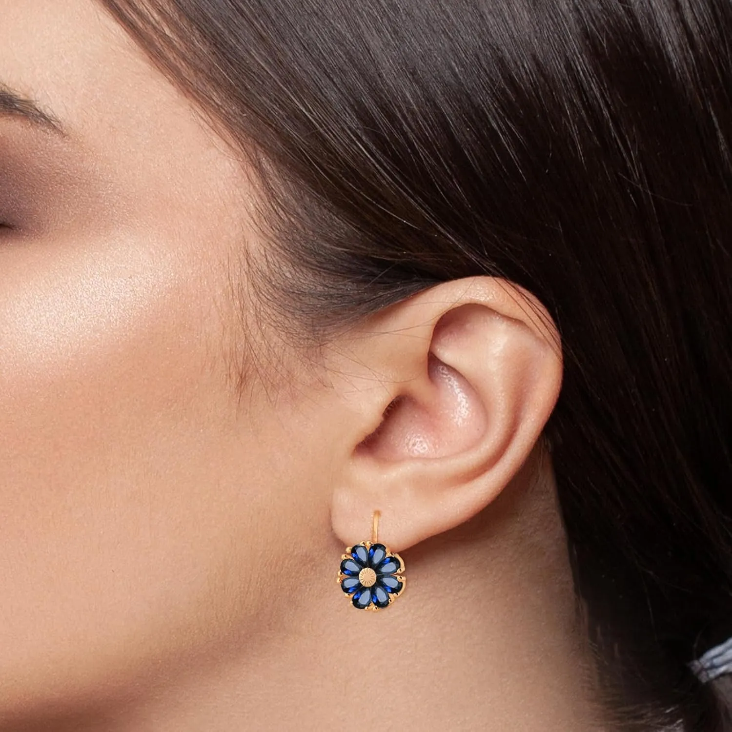 Gold Flower Earrings Birthstone Leverback Earrings Hypoallergenic Vintage Floral Earrings for Women Trendy