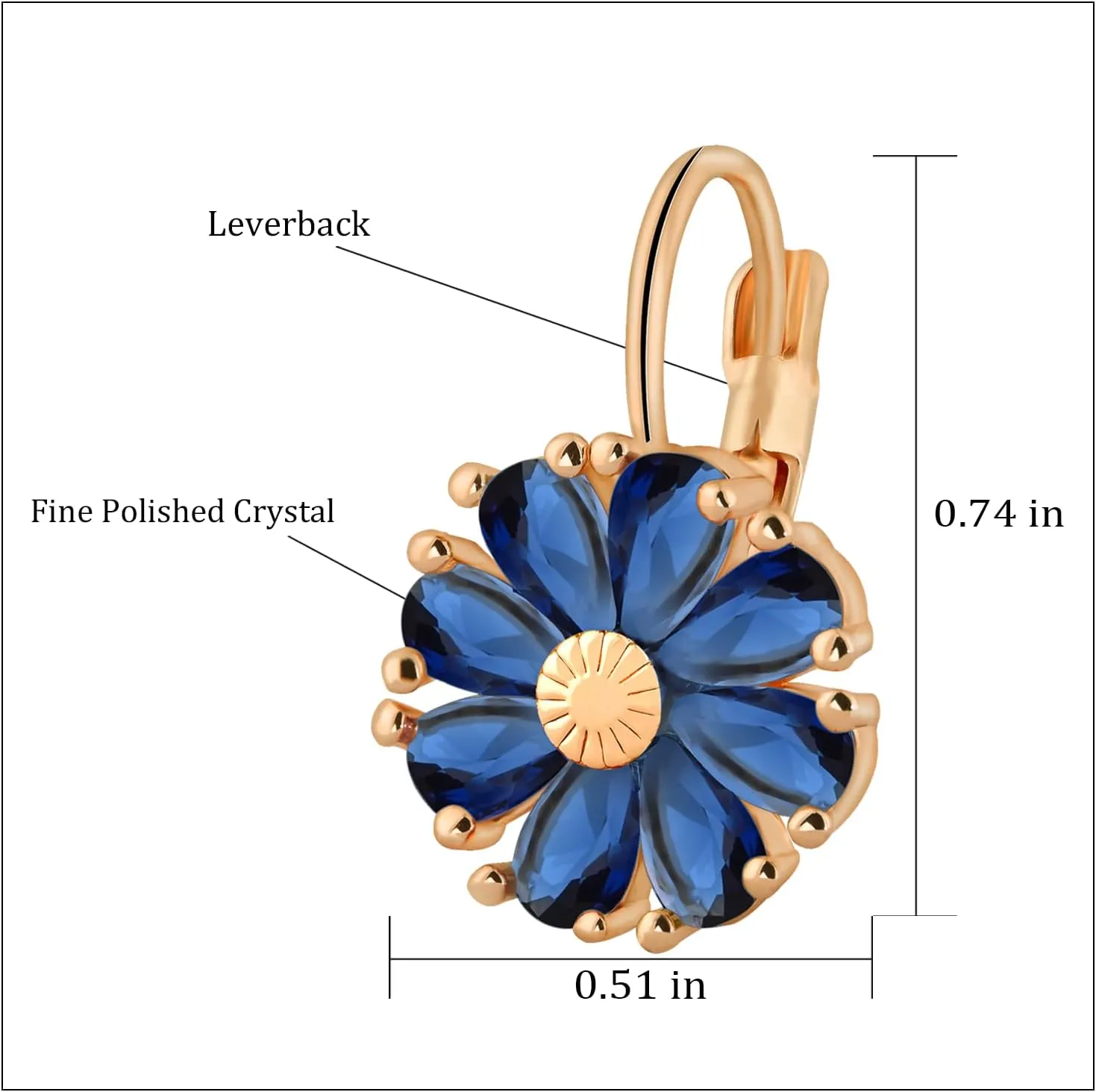 Gold Flower Earrings Birthstone Leverback Earrings Hypoallergenic Vintage Floral Earrings for Women Trendy
