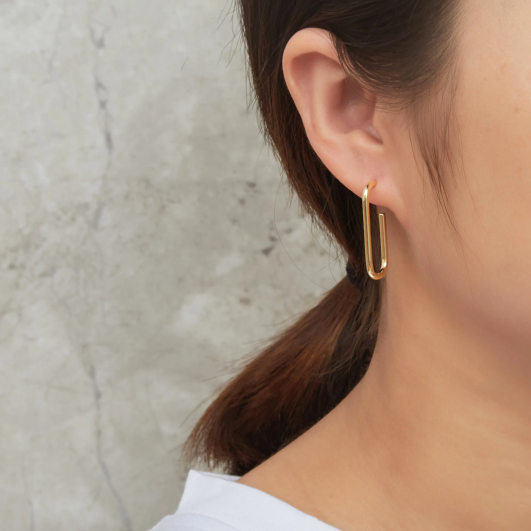 Gold Plated Rectangle Hoop Earrings
