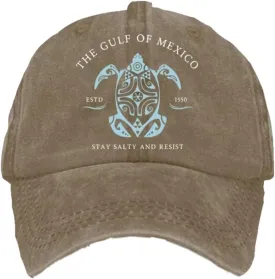 Gulf of Mexico Printed Baseball Cap, Gulf of Mexico Baseball Hats, Resist Hats for Men, Women's Ponytail Hat