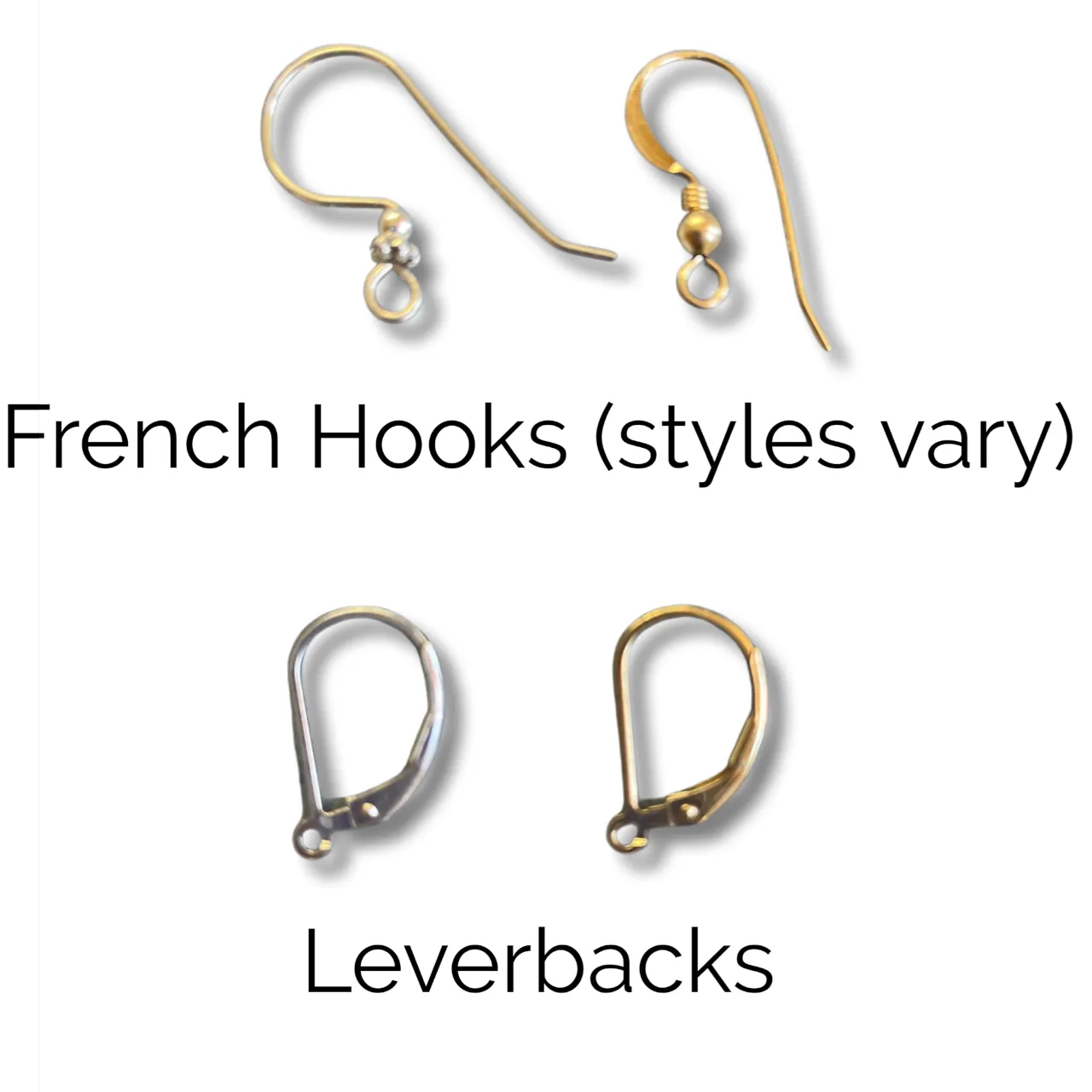 Half Hoop Earrings with Chain & Matching Metal Beads (click for metal colors) #108