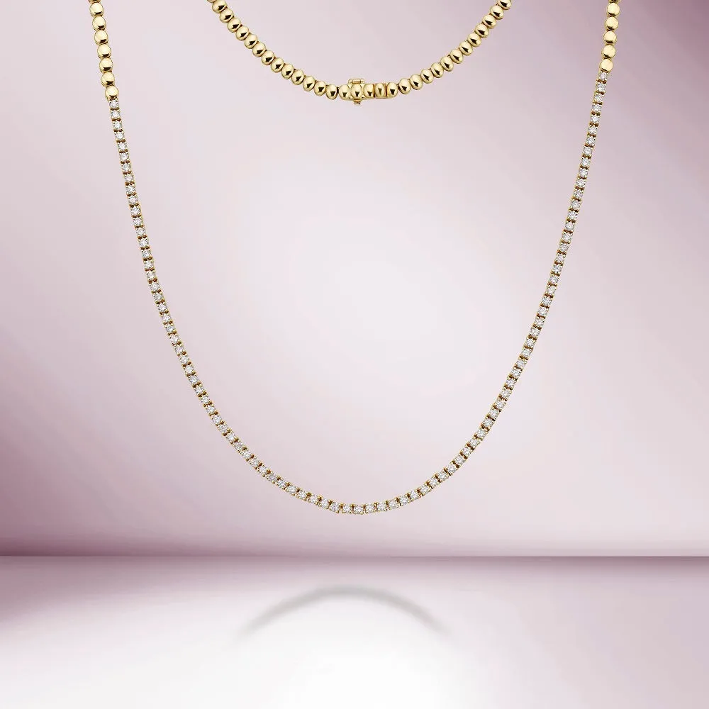 HalfWay Diamond Tennis Necklace (2.11 ct.) 2mm 4-Prong Setting in 14K Gold