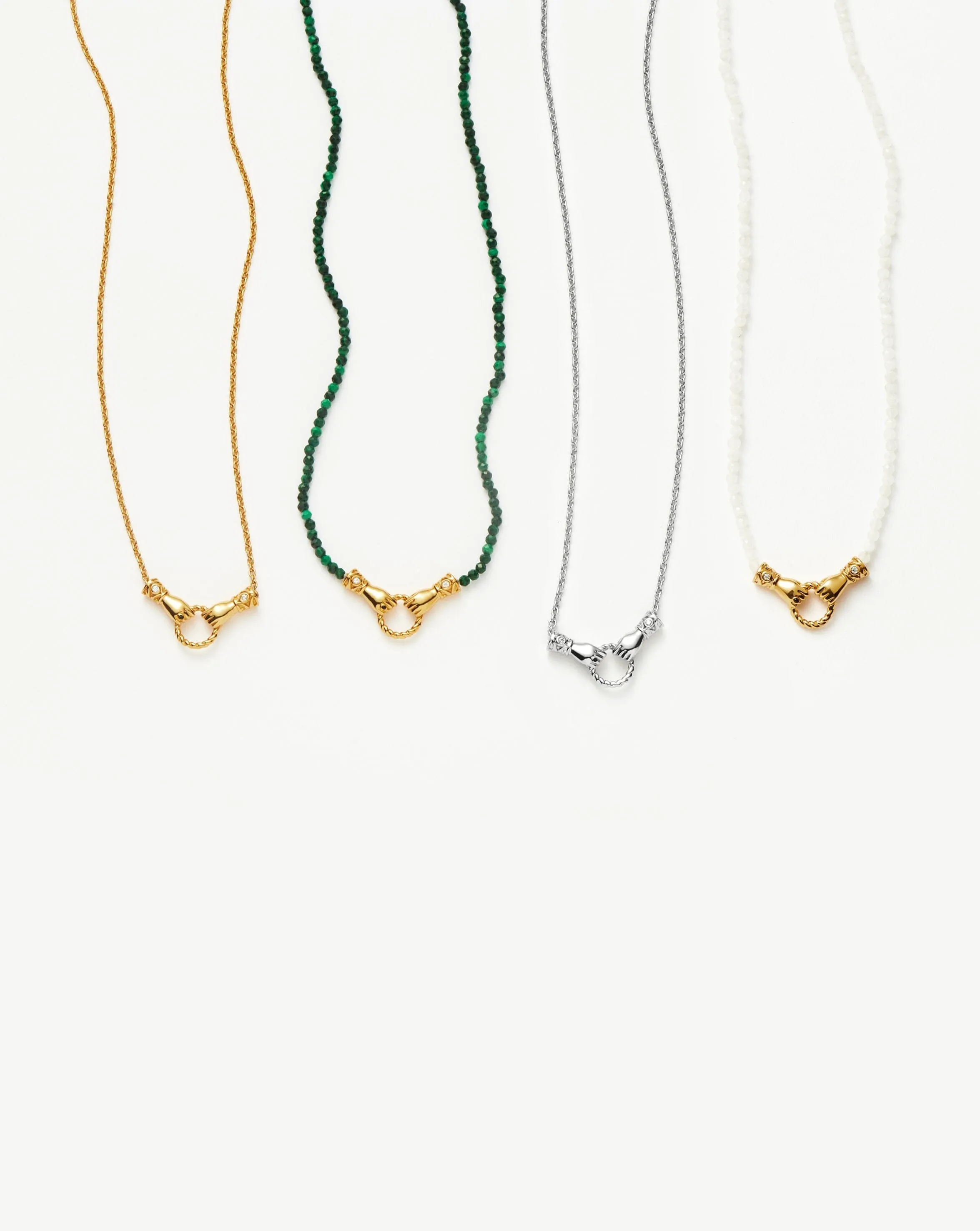 Harris Reed In Good Hands Mini Pendant Slider Necklace | 18k Gold Plated/Cubic Zirconia & Black Onyx