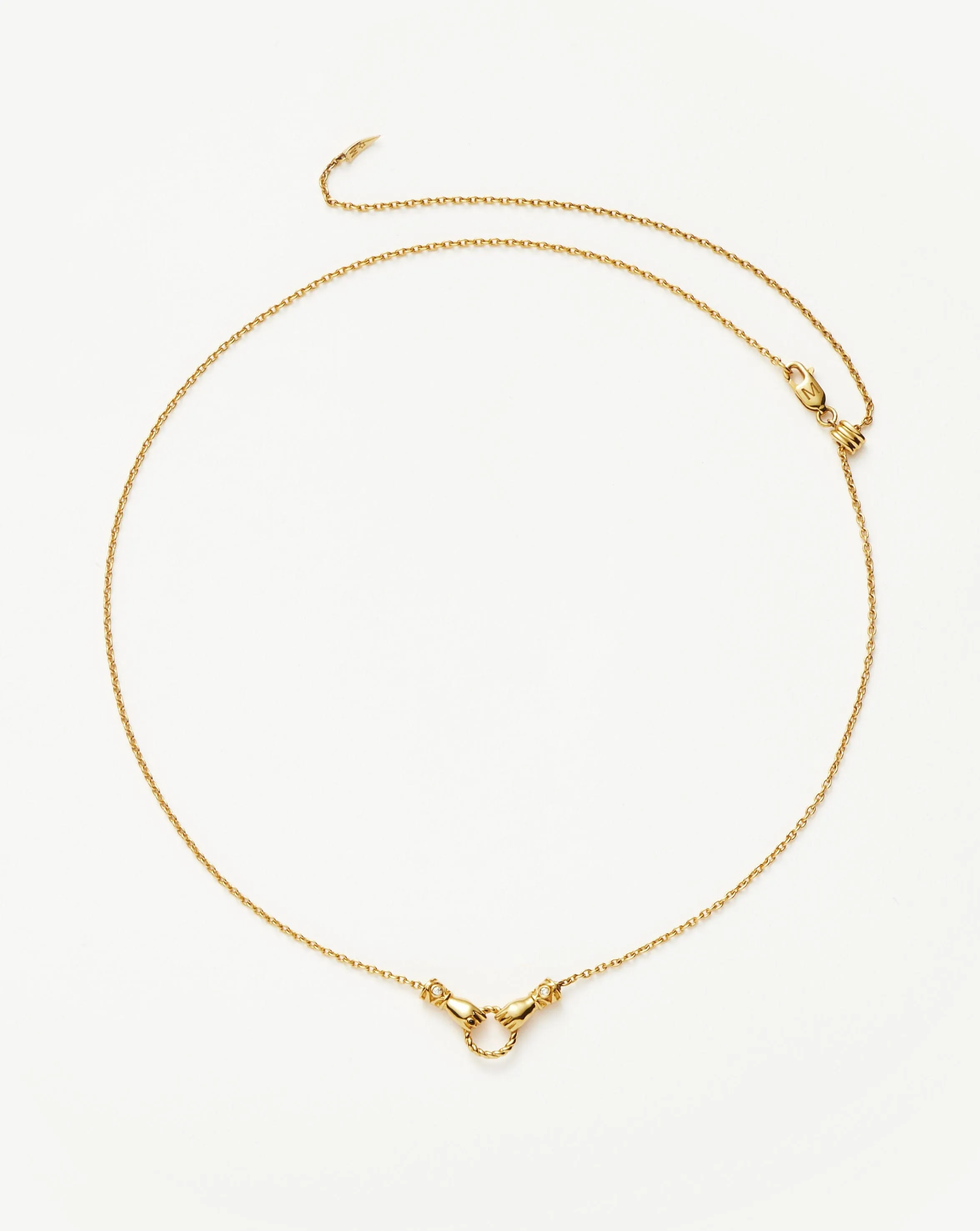 Harris Reed In Good Hands Mini Pendant Slider Necklace | 18k Gold Plated/Cubic Zirconia & Black Onyx