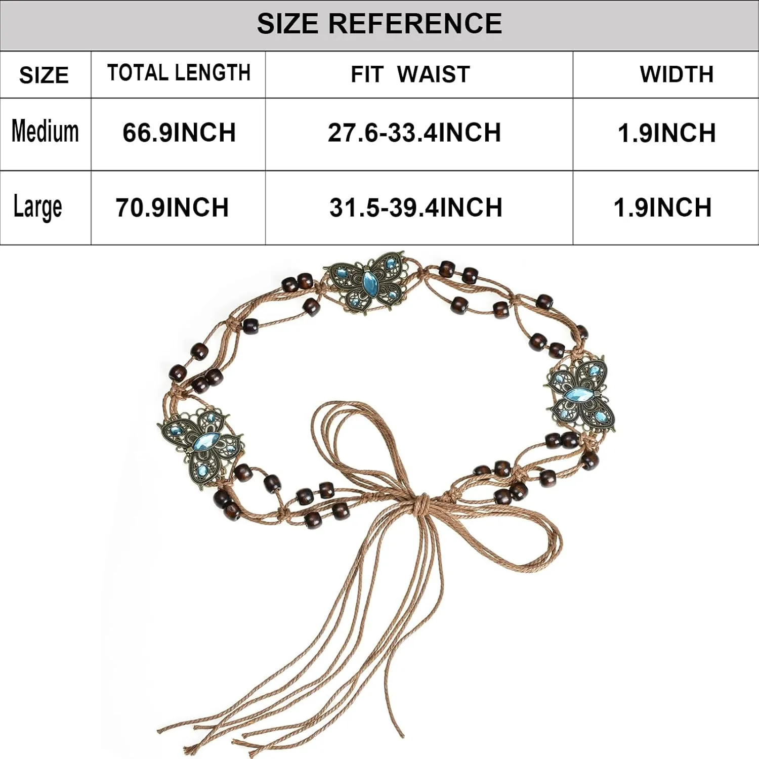 ILuvatar Women's tassel knotted belt hand woven belt Women's Bohemian Style Rope Braid Waist belt