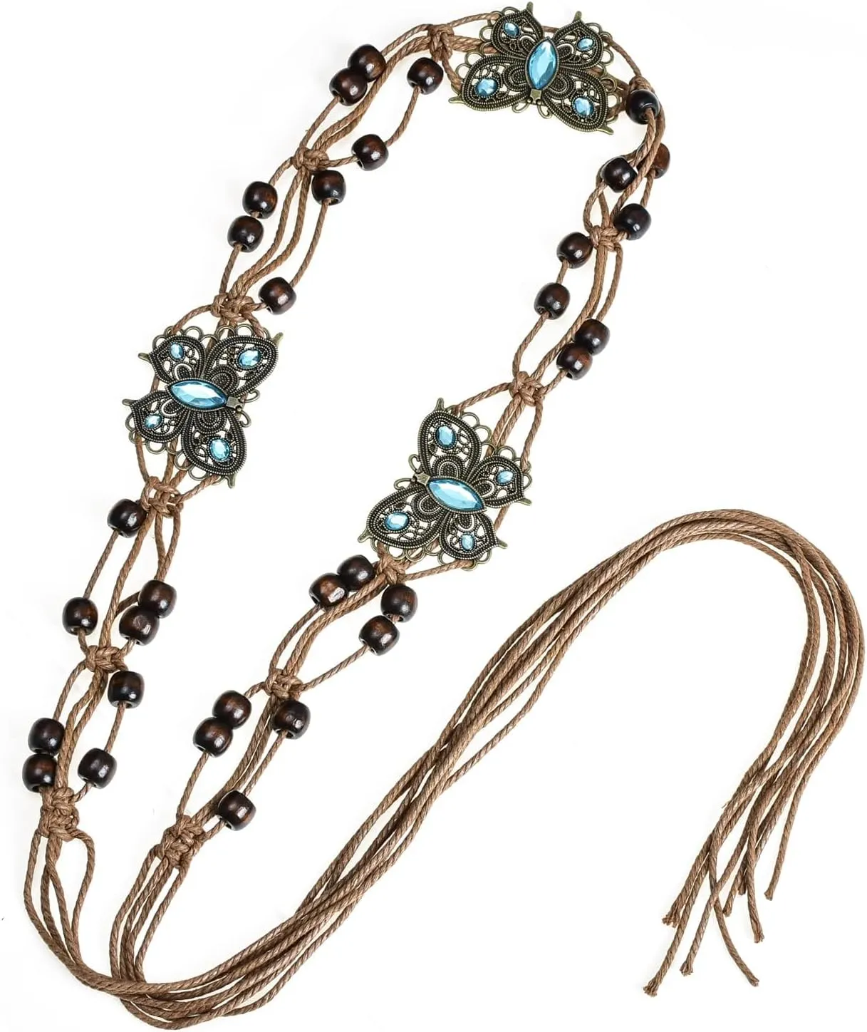ILuvatar Women's tassel knotted belt hand woven belt Women's Bohemian Style Rope Braid Waist belt