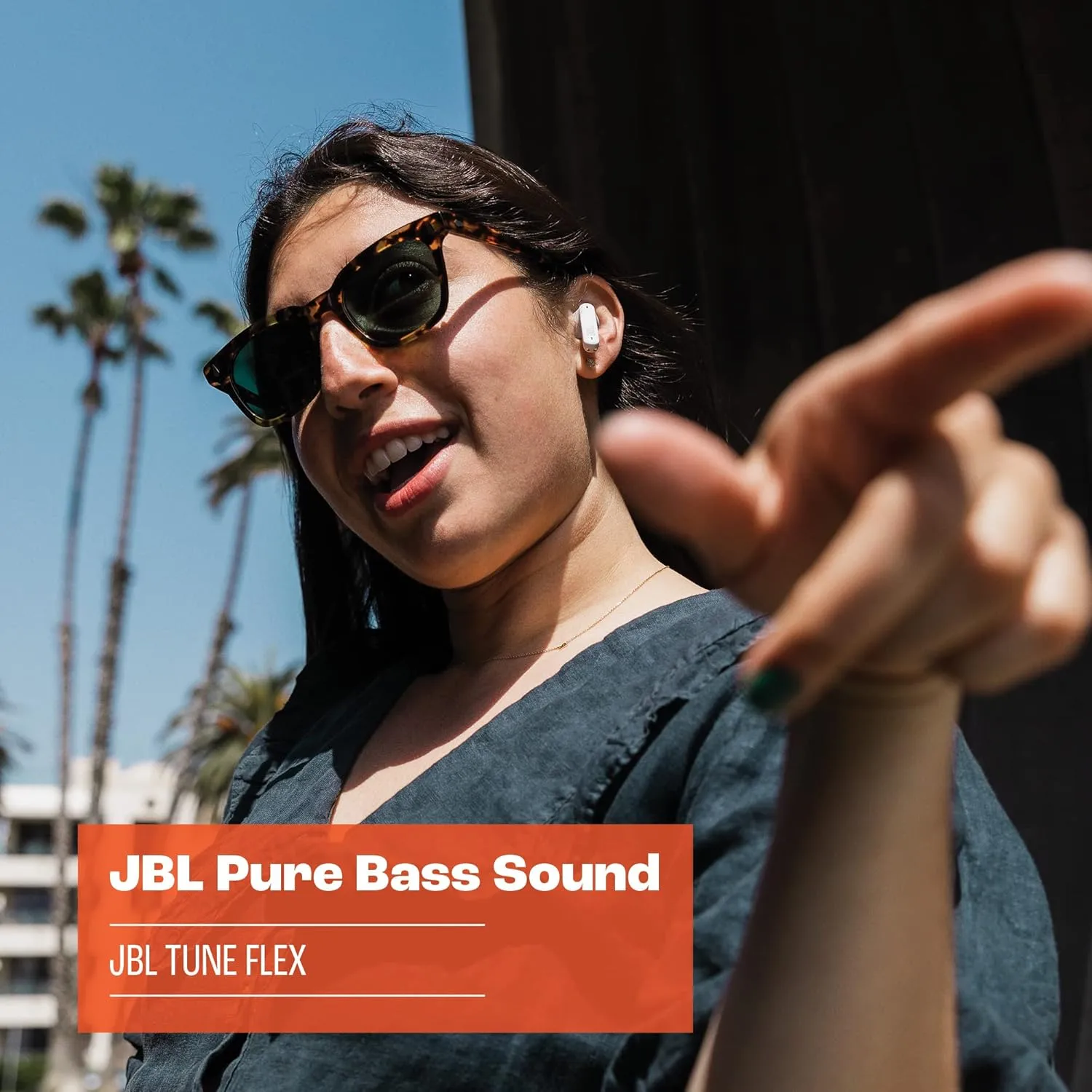 JBL Tune Flex - True Wireless Noise Cancelling Earbuds (Blue), Small