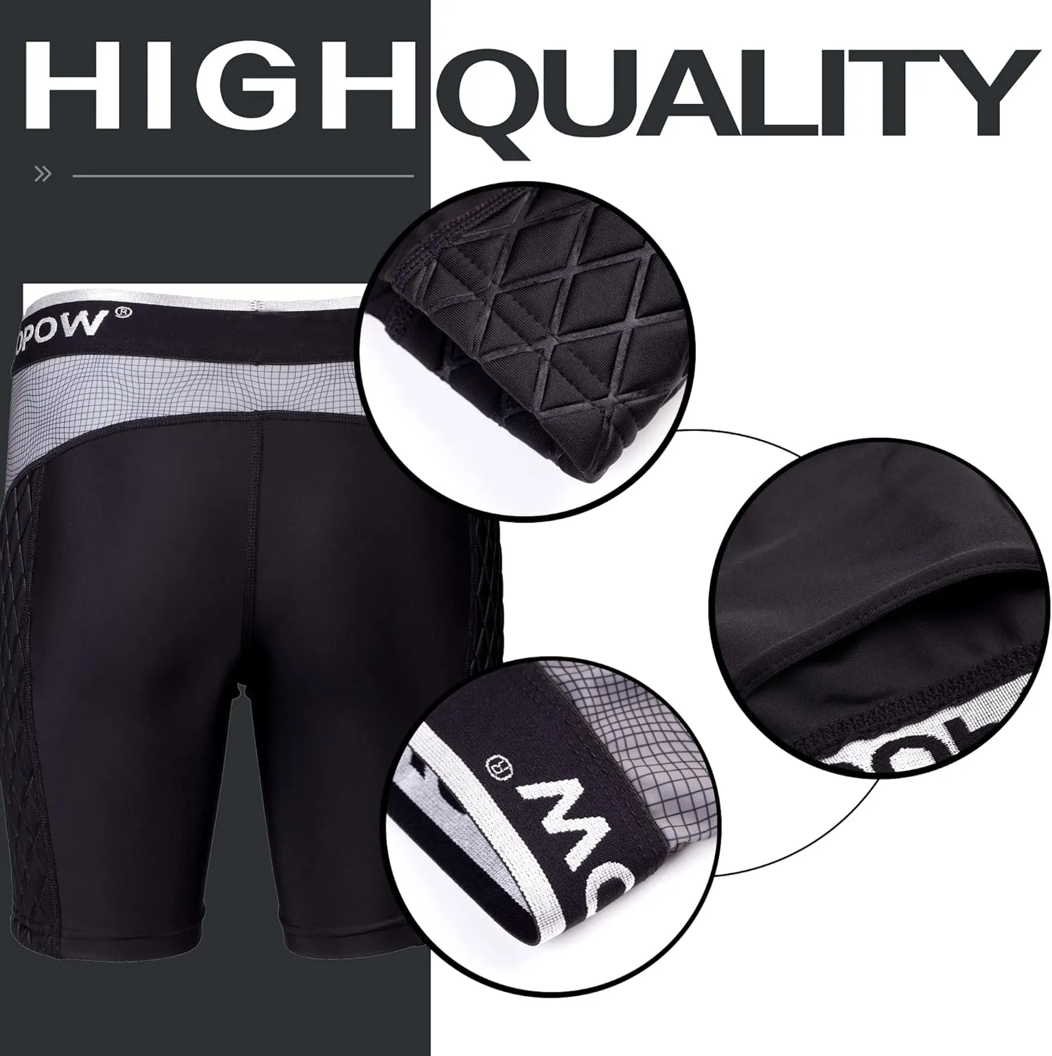KOOPOW Boys' Sliding Shorts Youth Padded Slider Shorts Sliding Pads with Cup Pocket for Baseball, Football, Lacrosse, Hockey