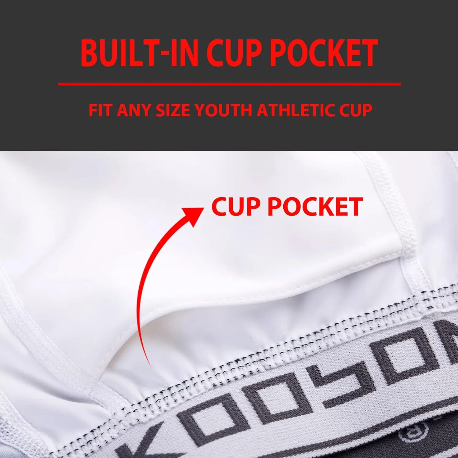 KOOPOW Boys' Sliding Shorts Youth Padded Slider Shorts Sliding Pads with Cup Pocket for Baseball, Football, Lacrosse, Hockey