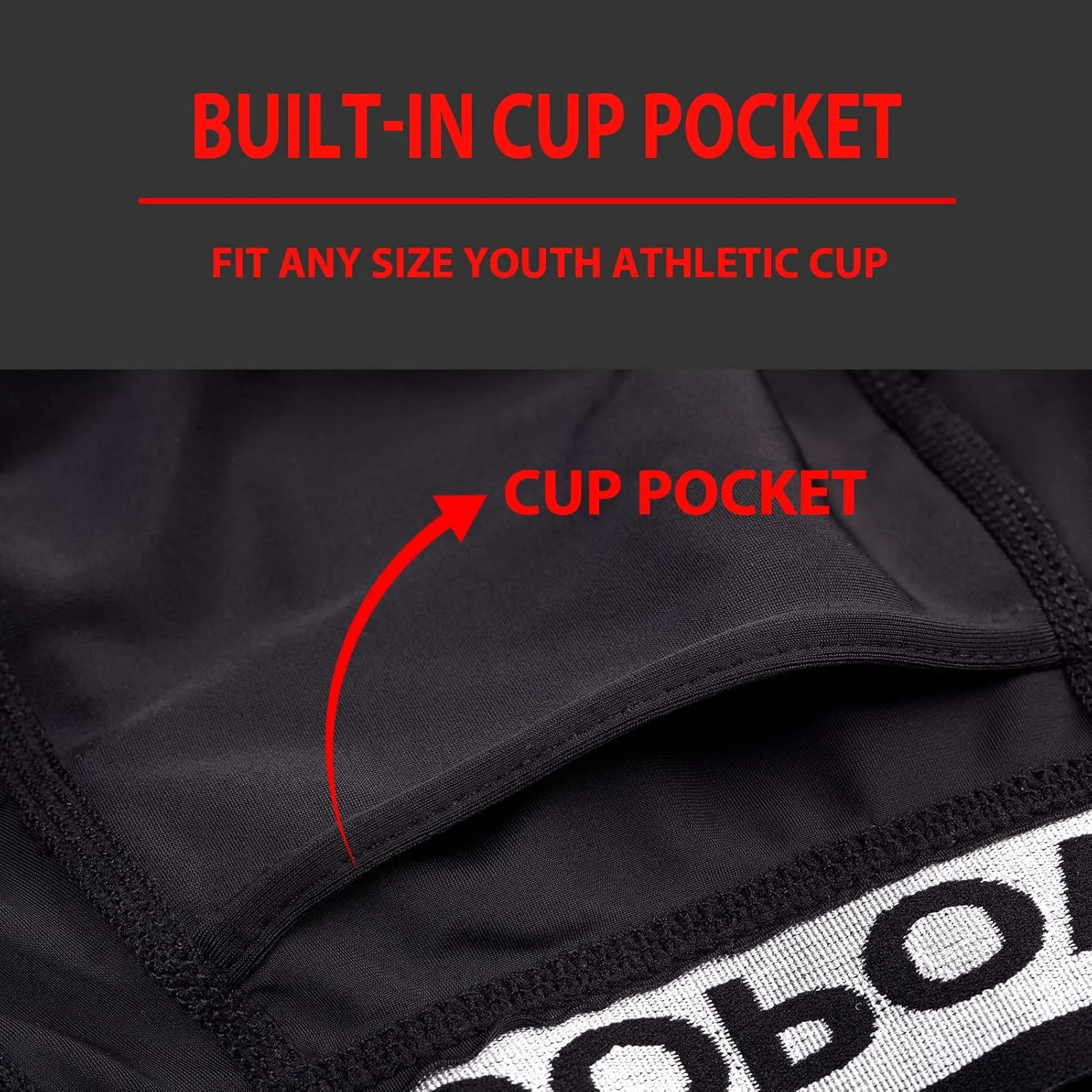 KOOPOW Boys' Sliding Shorts Youth Padded Slider Shorts Sliding Pads with Cup Pocket for Baseball, Football, Lacrosse, Hockey
