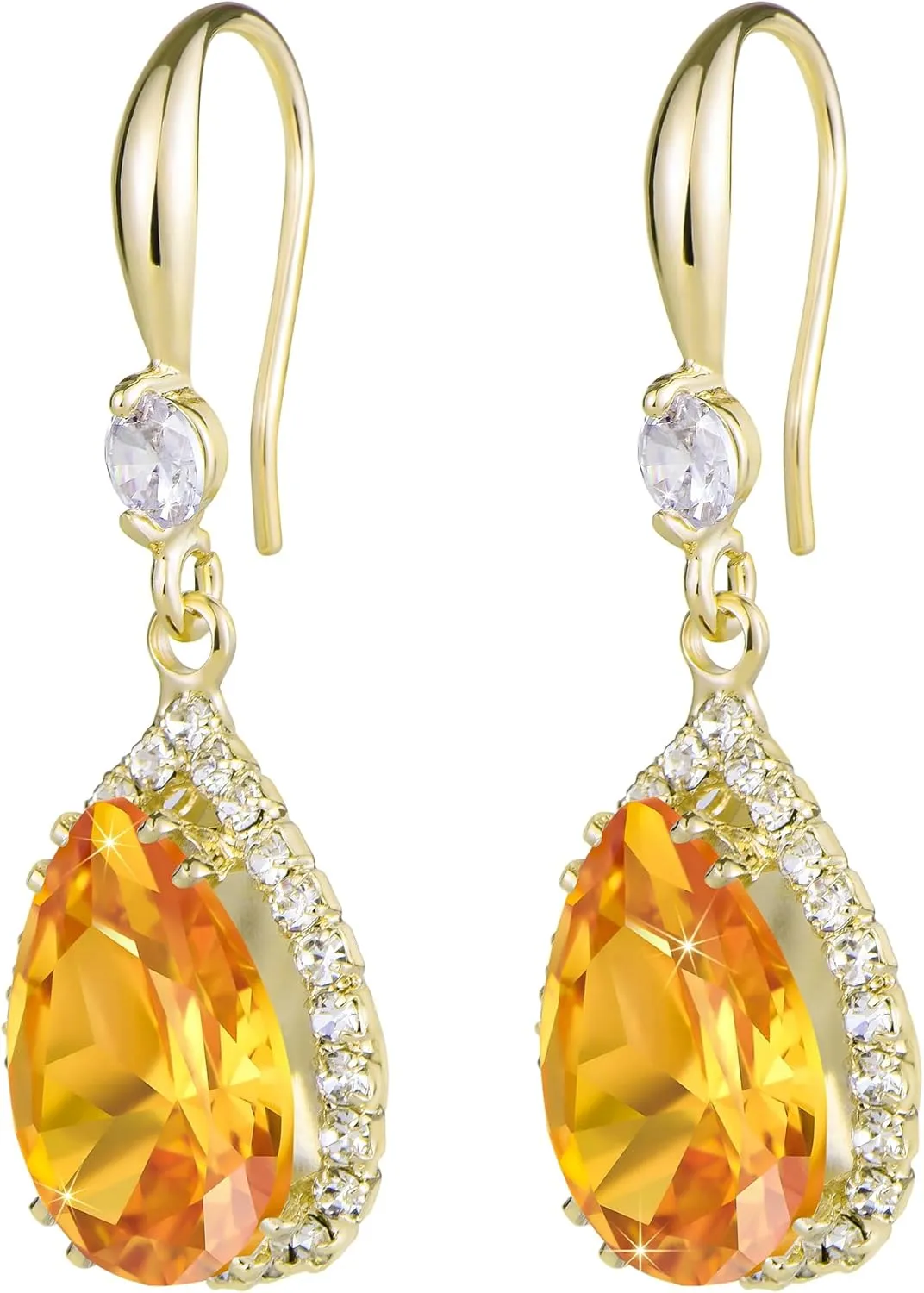 Linawe Imitation Diamond Dangle Earrings for Women Trendy, Rhinestone Drop Chandelier Earrings, Teardrop Crystal Cubic Zirconia Wedding Jewelry Set, 14K Gold/Rose Gold/Silver Tone