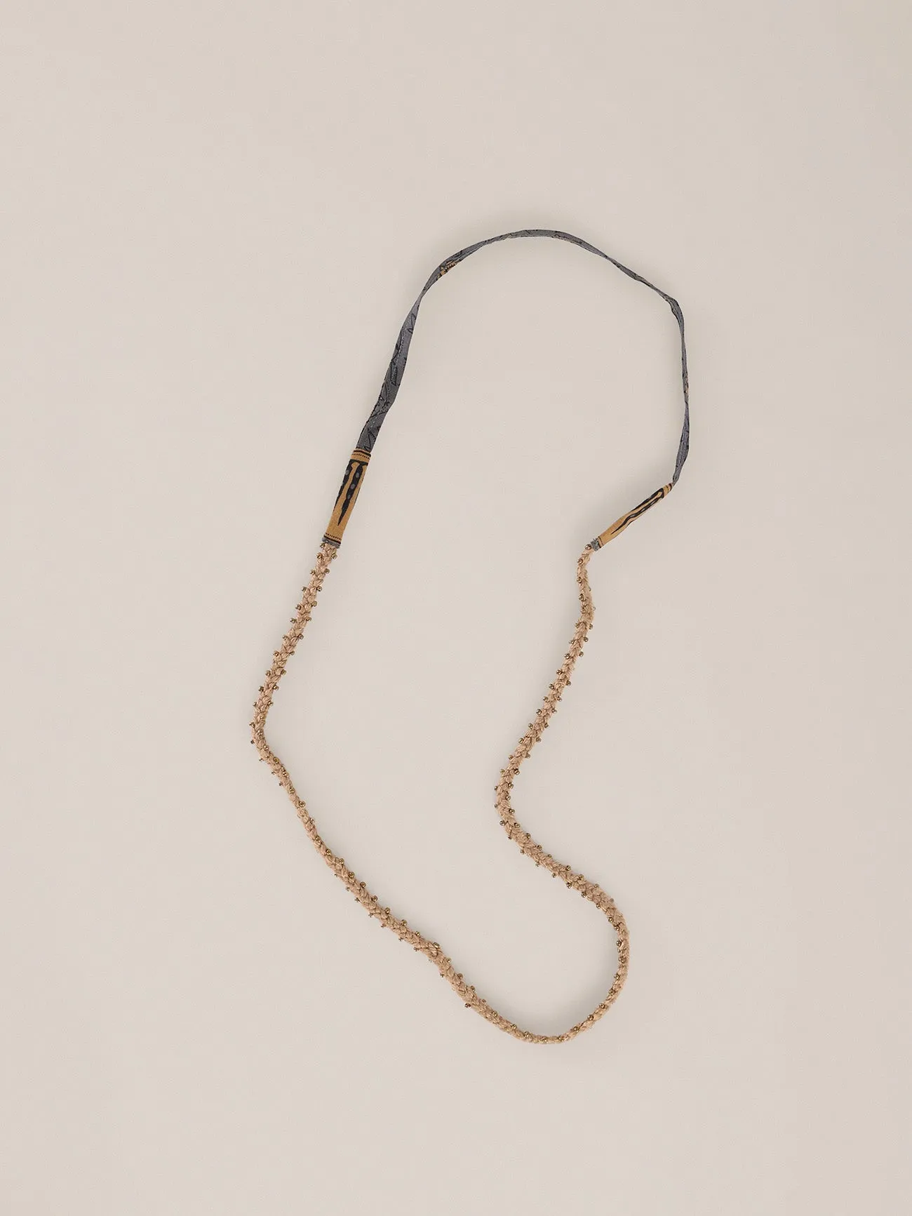 Long embroidered cotton-wool necklace