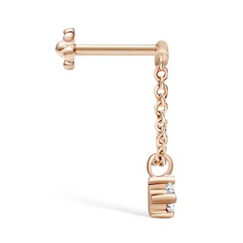 MARIA TASH 2MM PRONG SET DIAMOND DRAPE THREADED STUD  EARING