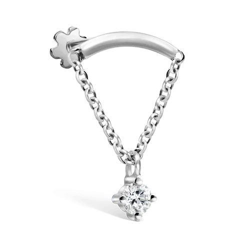 MARIA TASH 2MM PRONG SET DIAMOND DRAPE THREADED STUD  EARING