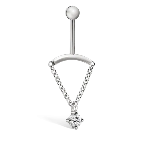 MARIA TASH 2MM PRONG SET DIAMOND DRAPE THREADED STUD  EARING