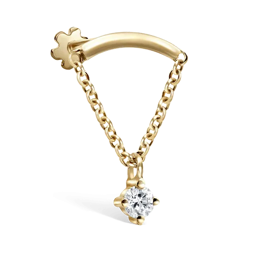 MARIA TASH 2MM PRONG SET DIAMOND DRAPE THREADED STUD  EARING