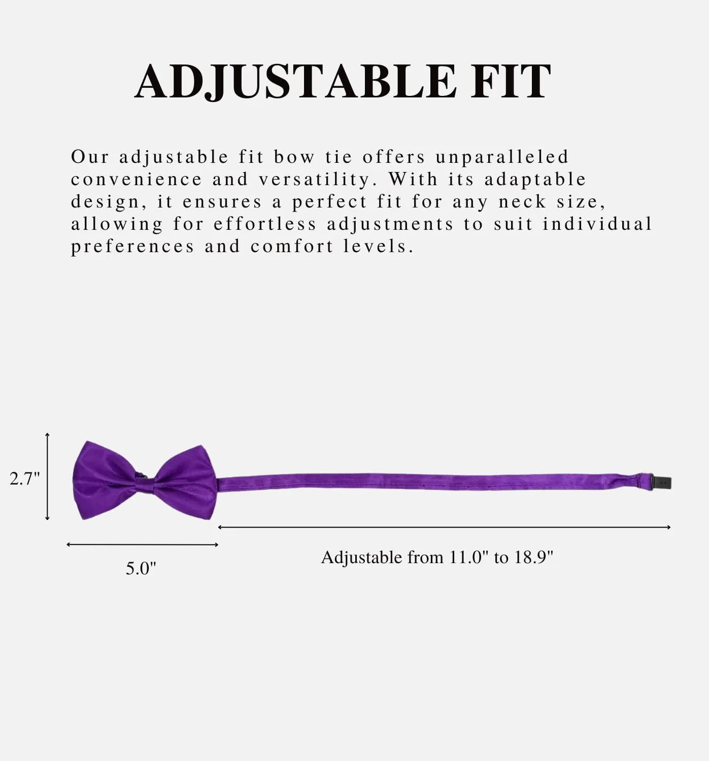 MDSTYLE Bow Ties for Men Pre-Tied Adjustable - Classic Men's Bow Tie - Tuxedo Wedding Formal Bowtie Solid Color Bowties