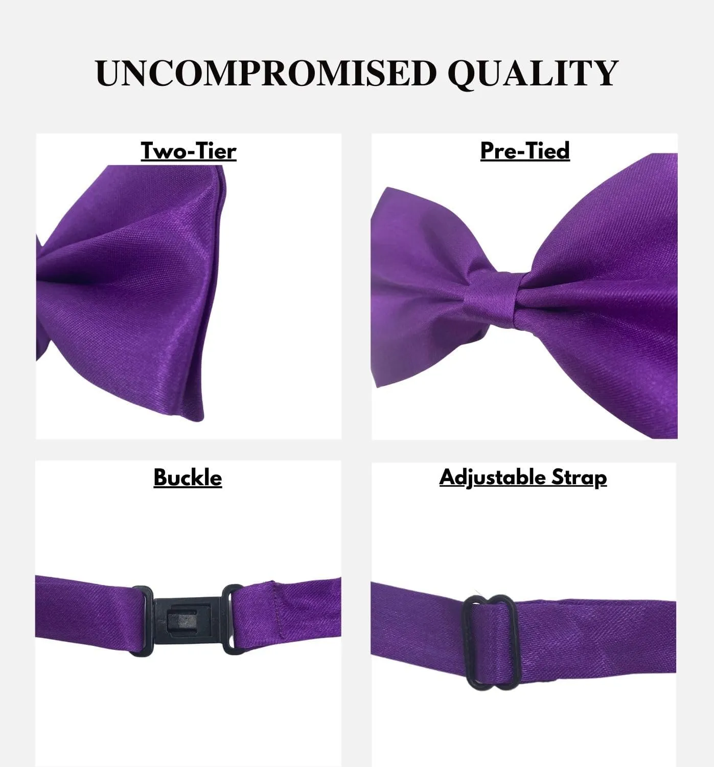MDSTYLE Bow Ties for Men Pre-Tied Adjustable - Classic Men's Bow Tie - Tuxedo Wedding Formal Bowtie Solid Color Bowties