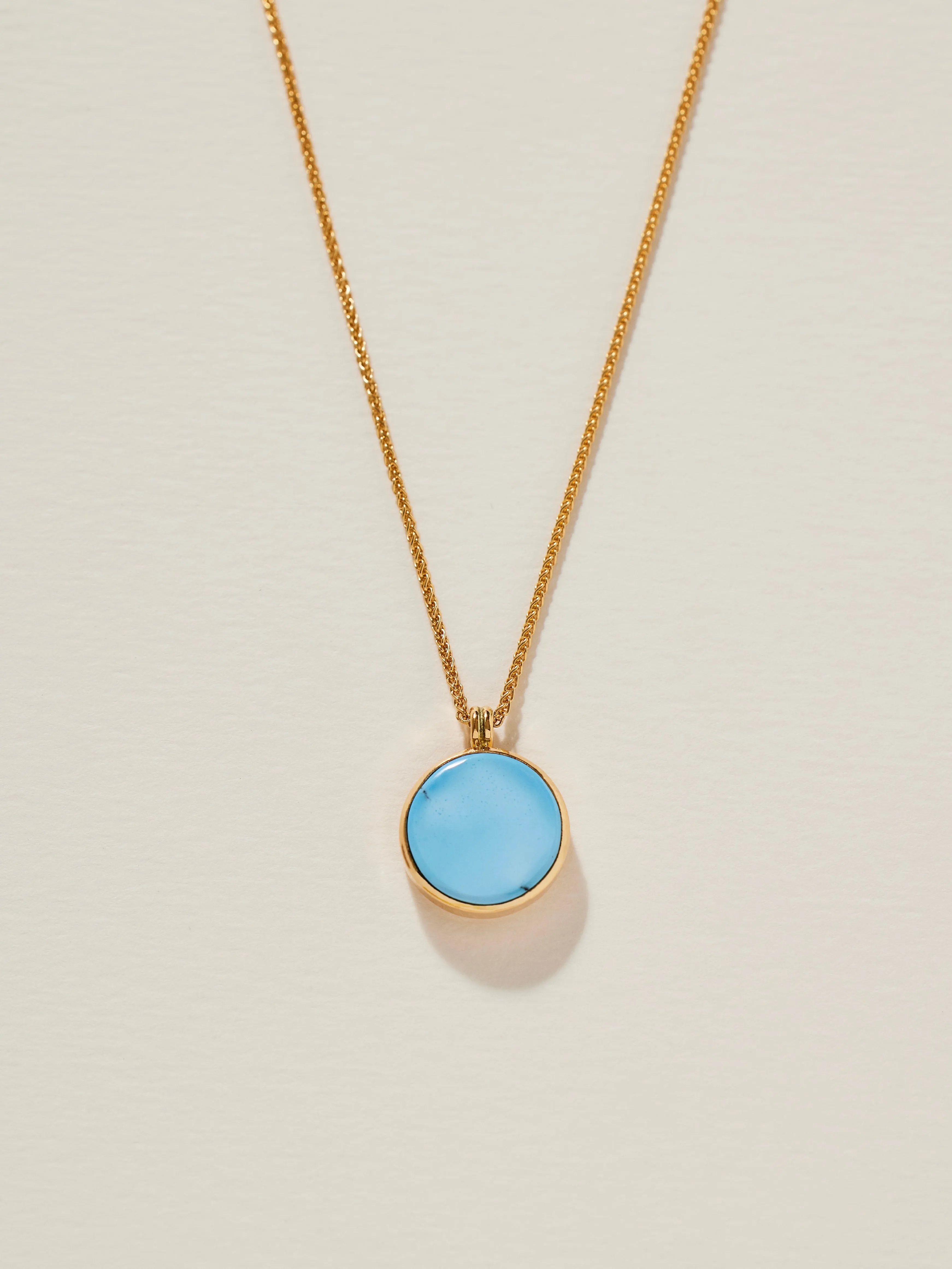 Mini Stone Signet Necklace with Golden Hill Turquoise in 18k