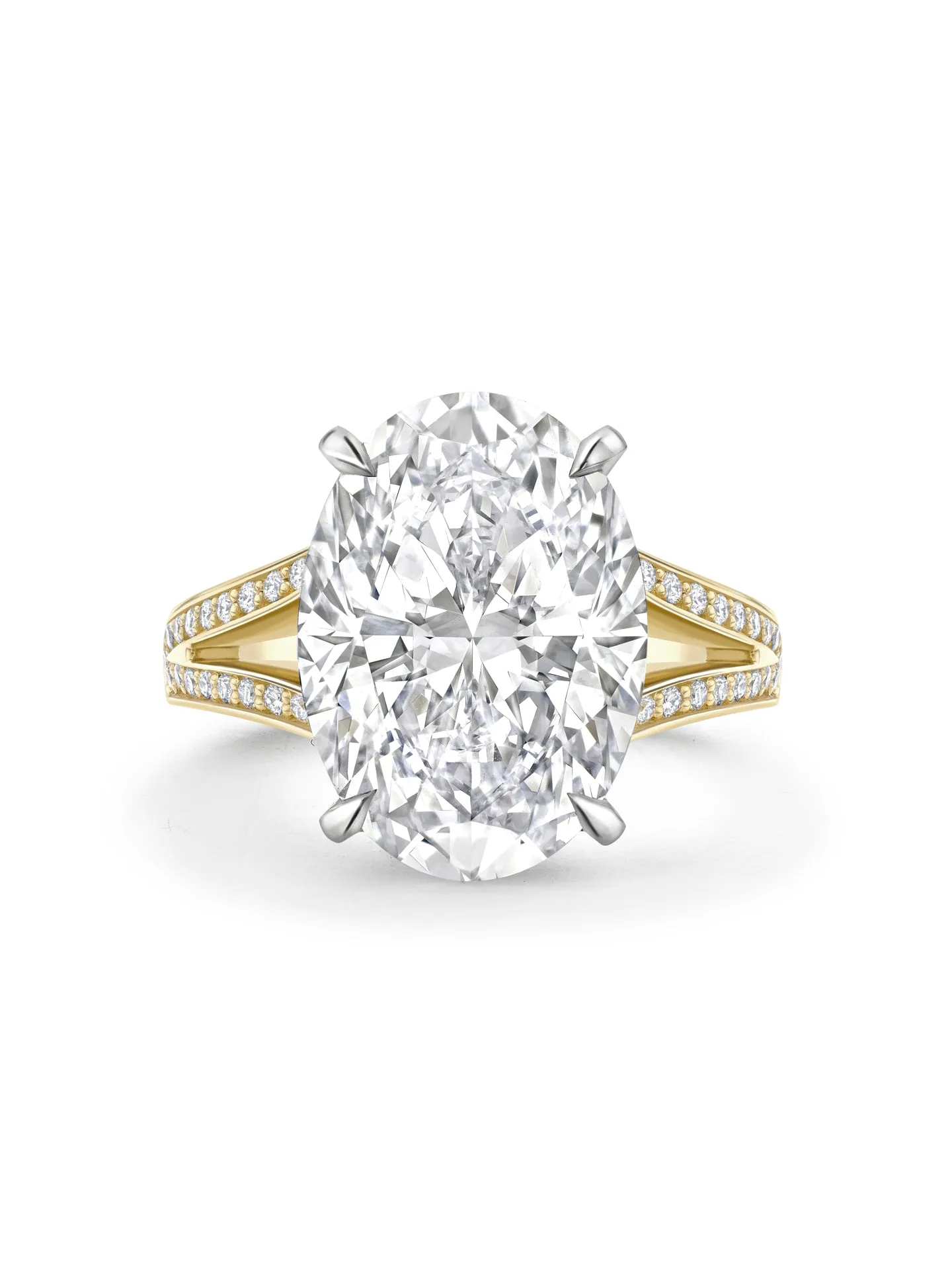Oval Diamond Split Shoulders Yellow Gold Ring