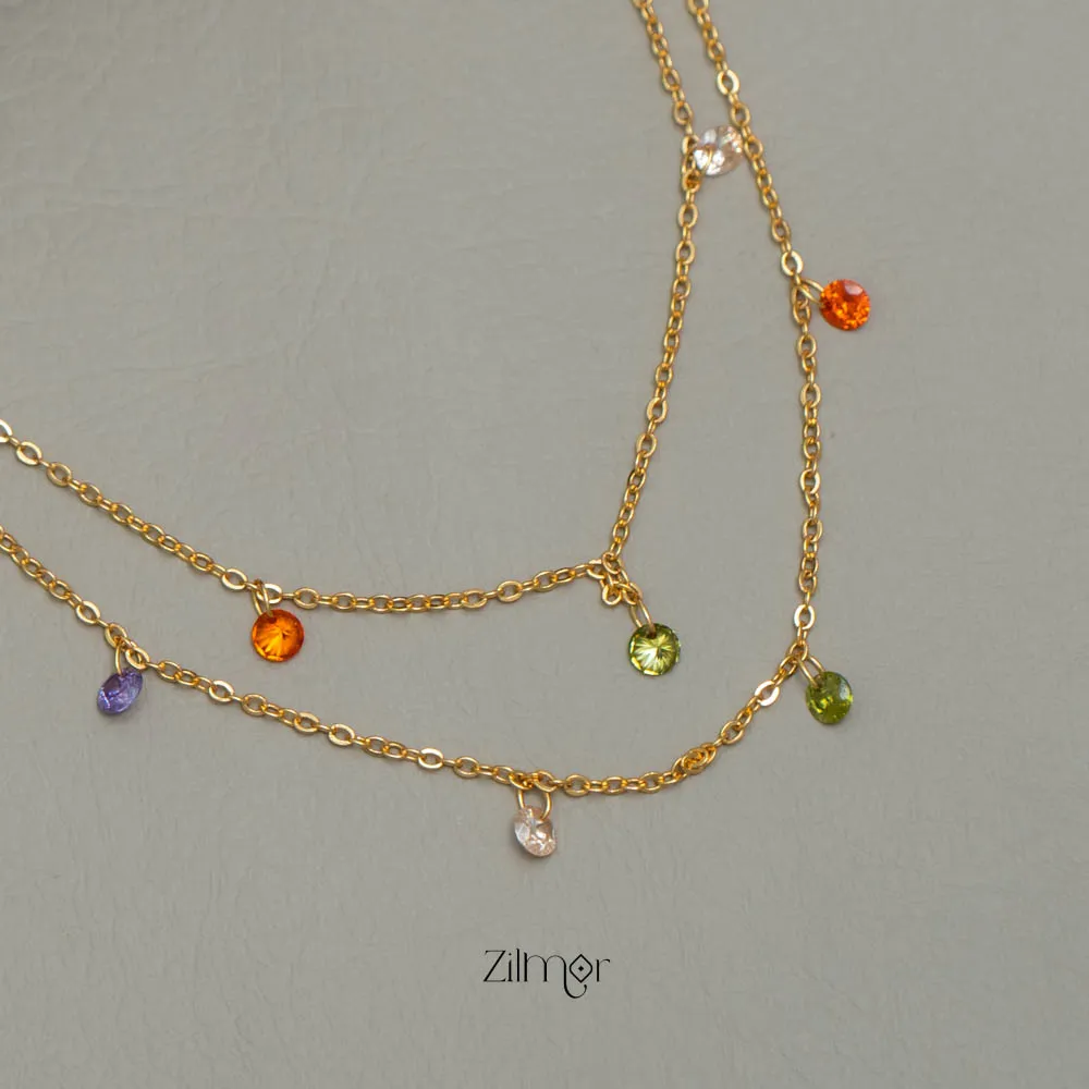 PE101850 Modern Navratna Gold Plated Necklace