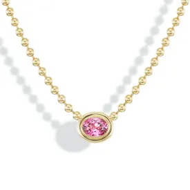Pink Tourmaline Double Bubble Bezel Necklace